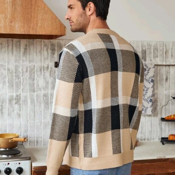 Manfinity Men Plaid Pattern Cardigan - Picture 5 of 7